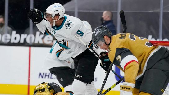 Mar-17-2021-Las-Vegas-Nevada-USA-San-Jose-Sharks-left-wing-Evander-Kane-9-celebrates-after-scoring-a