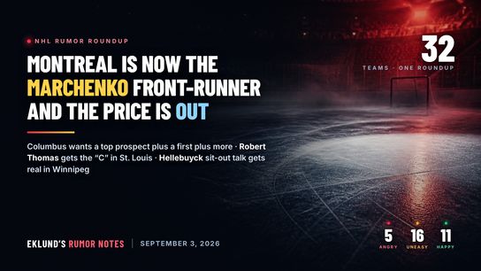 Montreal Named Marchenko Front-Runner as Columbus Sets Its Price, Blues Hand Robert Thomas the "C," Hellebuyck Sit-Out Talk Gets Real  (Eklund)