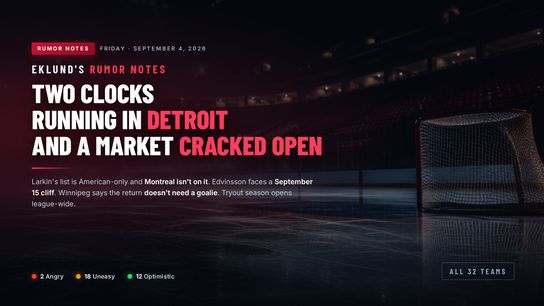 Larkin's List Is American-Only and Montreal Isn't On It. Detroit Has Two Clocks Running. Winnipeg Says the Return Doesn't Need a Goalie. (Eklund)