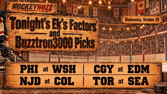 NHL Picks Tonight: Ek’s Factors & Buzztron 3000 | October 28 (featured). Photo by hockeybuzz.com
