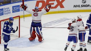 Montreal Canadiens Move on to Round 2 After Strong Performance from Jakub Dobeš (Jakub Dobes). Photo by Luis Santana - Tampa Bay Times.